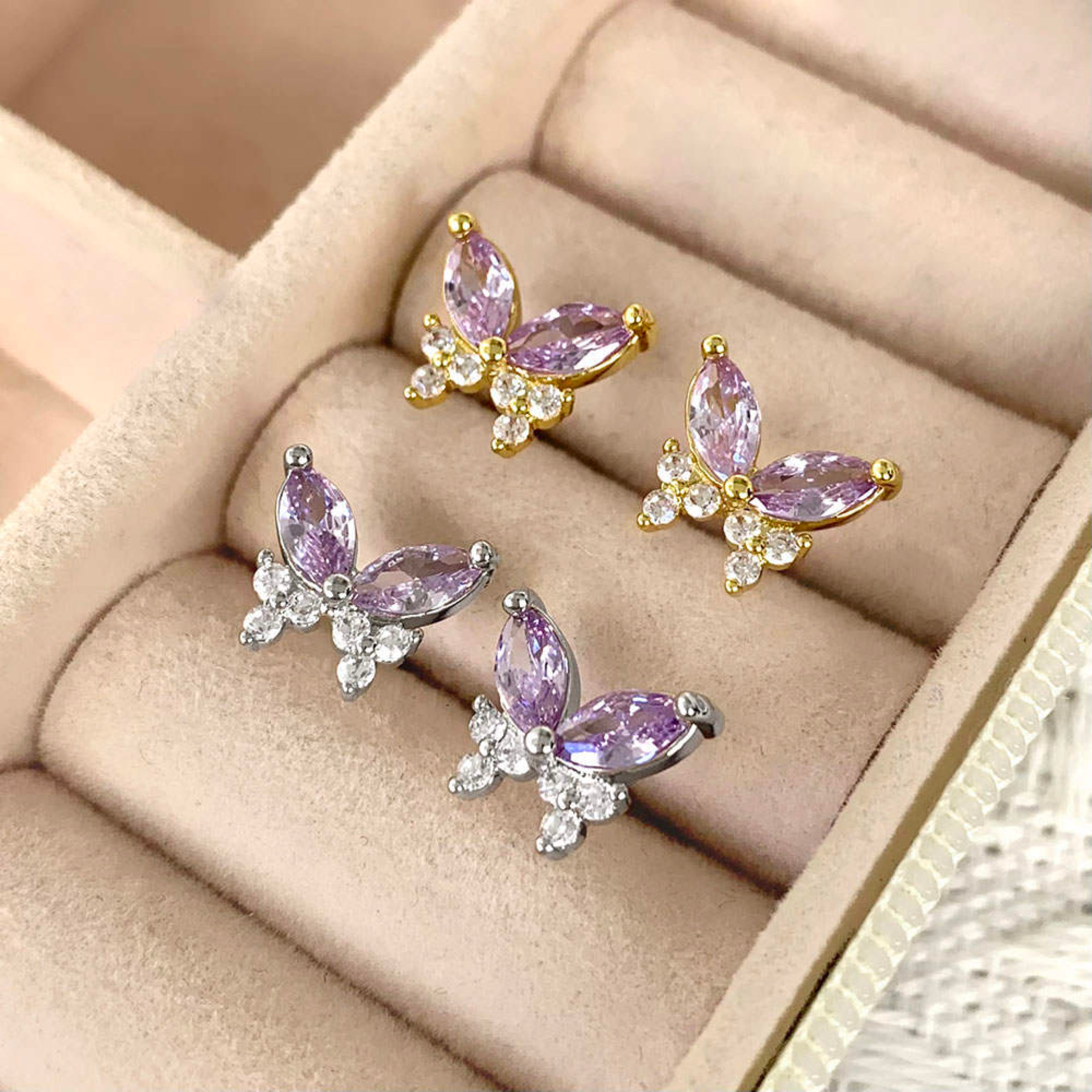 925 Silver Earrings Needle Women High Sense Crystal Purple/Colorful White  Sparkling Butterfly Tassel Diamond Long Earrings - China Diamond Earring  and Earrings for Women price | Made-in-China.com